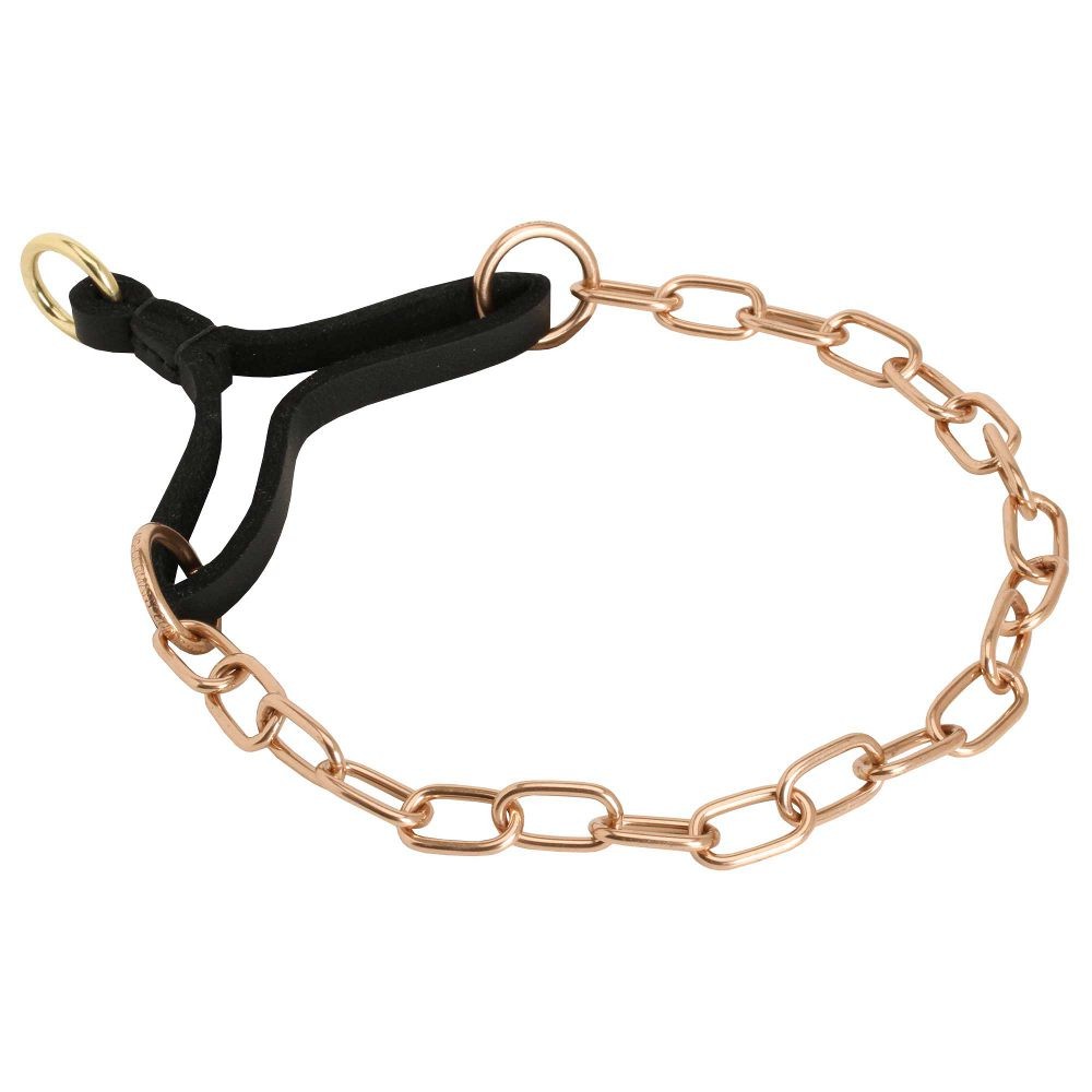 Hundehalsband Kette aus Curogan fr Schferhund mit starkem Leder-Band