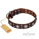 Dog Leather Collar for Shepherd "Age of Beauty"