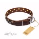 German Shepherd Dog Collar "Strong Shields" FDT Artisan, Brown