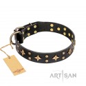 German Shepherd Collar "A La Mode" FDT Artisan, Black Leather