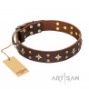 German Shepherd Collar "High Fashion" FDT Artisan, Brown Leather