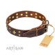 German Shepherd Collar "High Fashion" FDT Artisan, Brown Leather