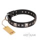 German Shepherd Collar Black Leather "Space Walk" FDT Artisan