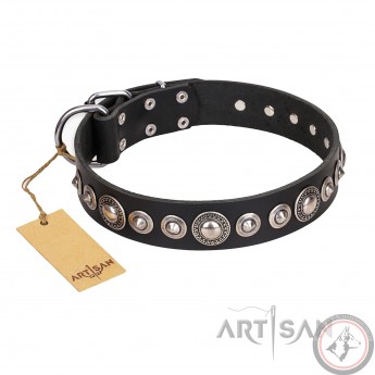 Halsband aus Leder für Schäferhund "Strict Elegance" FDT Artisan, handverziert