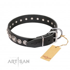 Halsband aus Leder für Schäferhund "Strict Elegance" FDT Artisan, handverziert
