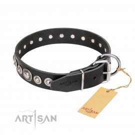 Halsband aus Leder für Schäferhund "Strict Elegance" FDT Artisan, handverziert