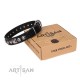 German Shepherd Collar Black Leather "Eternal Beauty and Style", Artisan