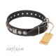 German Shepherd Collar Black Leather "Eternal Beauty and Style", Artisan