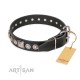 Hundehalsband Leder für Schäferhund "Eternal Beauty and Style" FDT Artisan in klassischer schwarzer Farbe