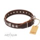 German Shepherd Collar Brown Leather "Pierian Spring", Artisan