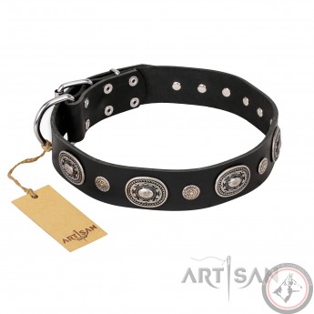 Leder Hundehalsband für Schäferhund "Black Tie" FDT Artisan in Schwarz, exklusiv