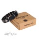 German Shepherd Collar FDT Artisan White Leather "Snowflake"