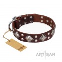 German Shepherd Collar Brown Leather "King of Grace" FDT Artisan