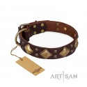 German Shepherd Collar Brown Leather "Golden Square" FDT Artisan