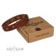 German Shepherd Collar "Unfailing Charm" FDT Artisan Tan Leather