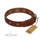German Shepherd Collar "Unfailing Charm" FDT Artisan Tan Leather