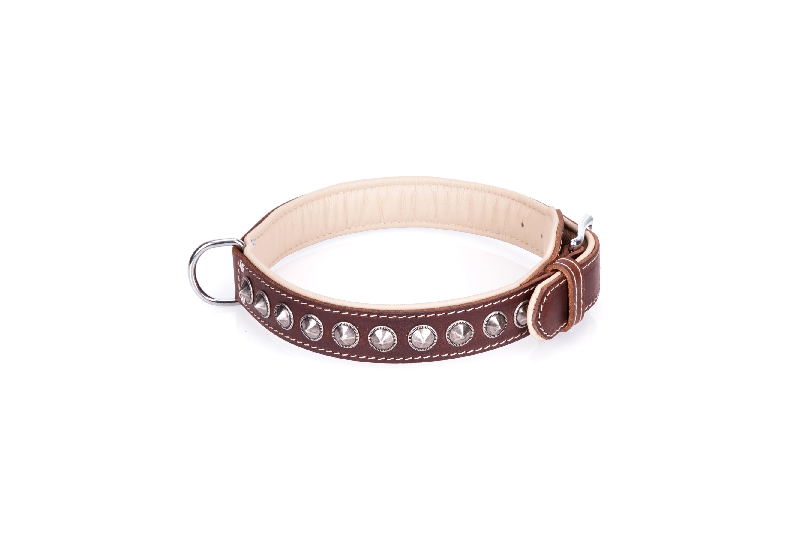 Braunes Halsband mit bronzen Nieten