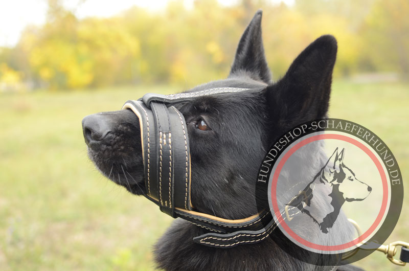 Verstellbarer Schäferhund Maulkorb aus Leder mit Schnellverschluss